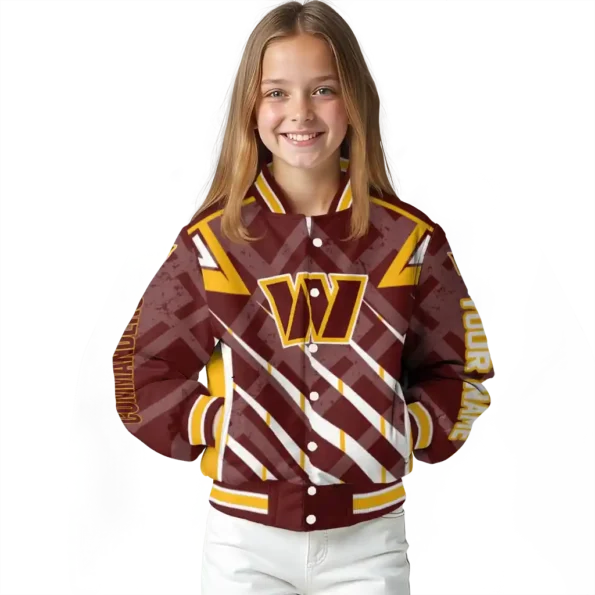 personalized washington commanders chevron angles burgundy varsity jacket top rated