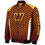 personalized washington commanders hexagon grid burgundy bomber jacket best selling