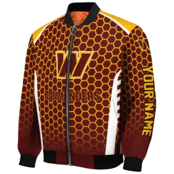 personalized washington commanders hexagon grid burgundy bomber jacket best selling