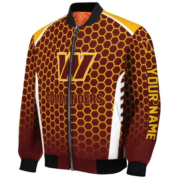 personalized washington commanders hexagon grid burgundy bomber jacket best selling