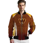 personalized washington commanders hexagon grid burgundy bomber jacket best selling