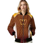 personalized washington commanders hexagon grid burgundy bomber jacket best selling