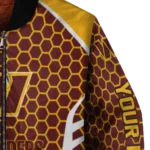 personalized washington commanders hexagon grid burgundy bomber jacket best selling