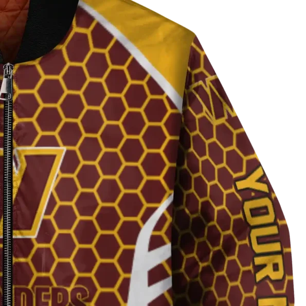 personalized washington commanders hexagon grid burgundy bomber jacket premium grade