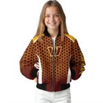 personalized washington commanders hexagon grid burgundy bomber jacket best selling