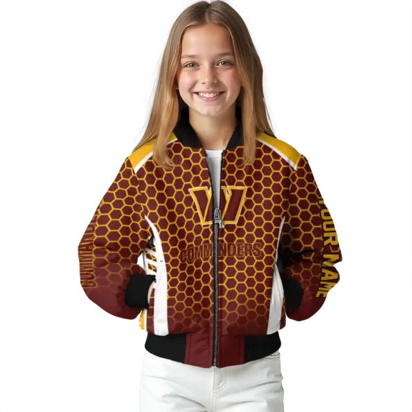 personalized washington commanders hexagon grid burgundy bomber jacket top rated