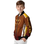 personalized washington commanders hexagon grid burgundy bomber jacket best selling