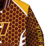 personalized washington commanders hexagon grid burgundy varsity jacket best selling