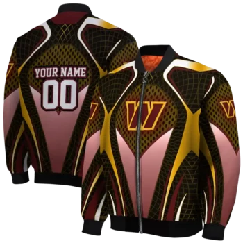 personalized washington commanders mesh chest yellow crocs black bomber jacket fashion forward