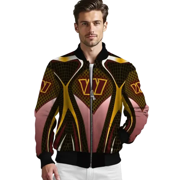 personalized washington commanders mesh chest yellow crocs black bomber jacket high quality