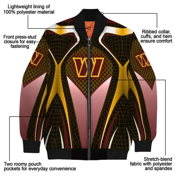 personalized washington commanders mesh chest yellow crocs black bomber jacket new arrival