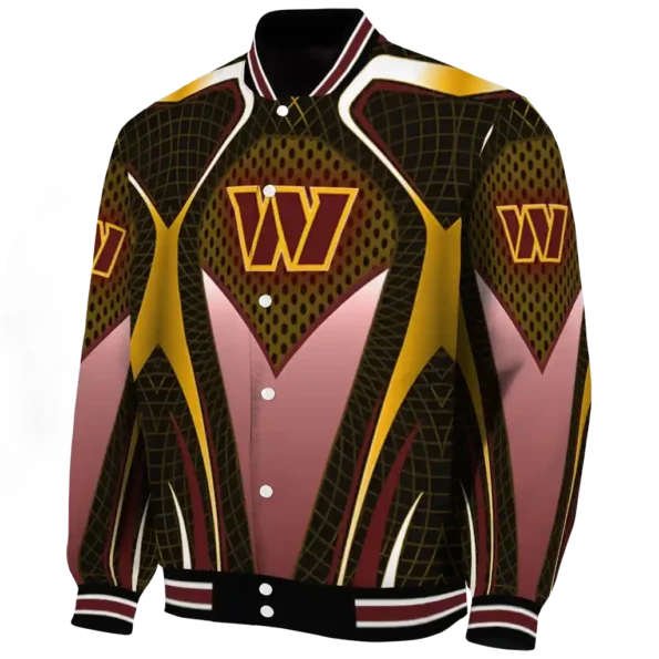 personalized washington commanders mesh chest yellow crocs black varsity jacket best selling