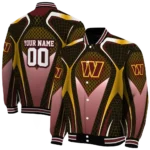 personalized washington commanders mesh chest yellow crocs black varsity jacket best selling
