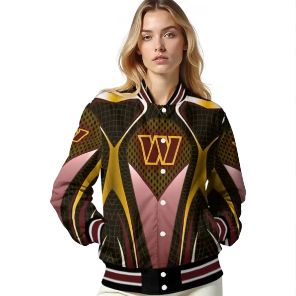 personalized washington commanders mesh chest yellow crocs black varsity jacket latest model