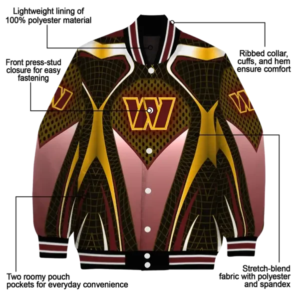 personalized washington commanders mesh chest yellow crocs black varsity jacket new arrival