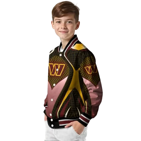 personalized washington commanders mesh chest yellow crocs black varsity jacket trendy