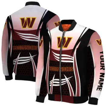 personalized washington commanders mesh effect burgundy black bomber jacket fashion forward