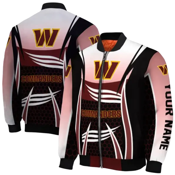 personalized washington commanders mesh effect burgundy black bomber jacket fashion forward