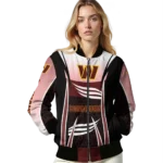 personalized washington commanders mesh effect burgundy black bomber jacket best selling