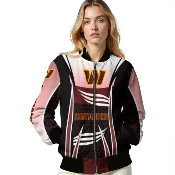 personalized washington commanders mesh effect burgundy black bomber jacket latest model