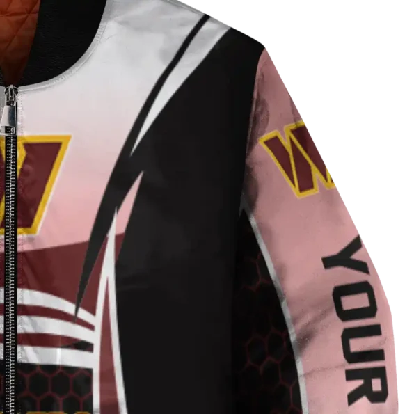 personalized washington commanders mesh effect burgundy black bomber jacket premium grade