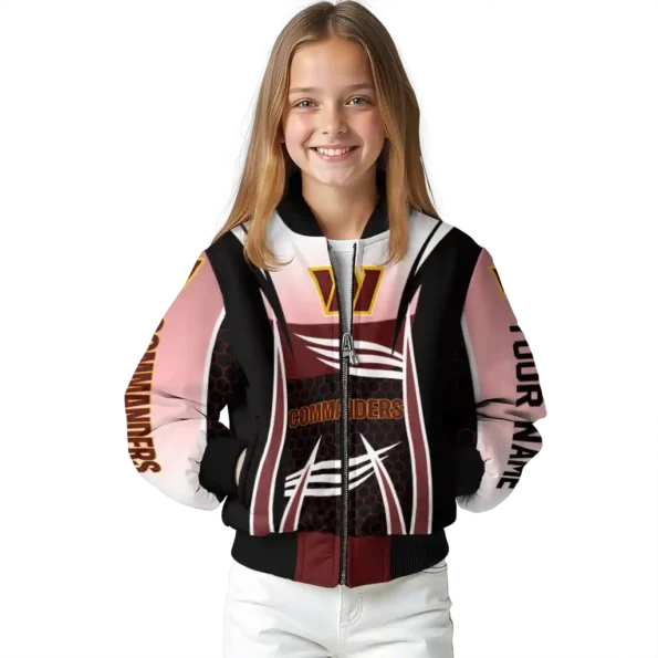 personalized washington commanders mesh effect burgundy black bomber jacket top rated