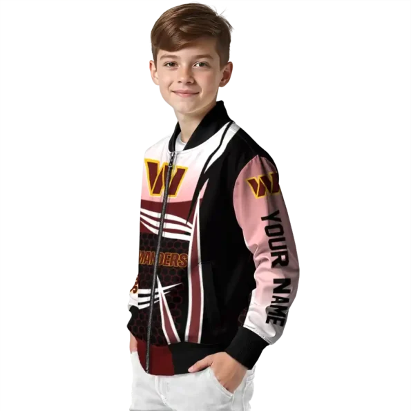 personalized washington commanders mesh effect burgundy black bomber jacket trendy