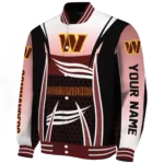personalized washington commanders mesh effect burgundy black varsity jacket best selling
