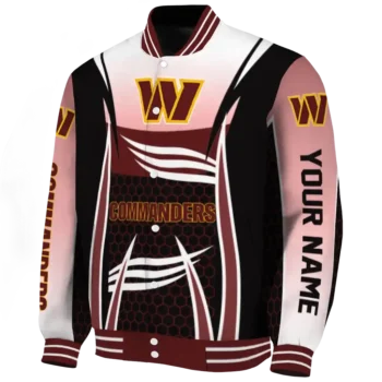 personalized washington commanders mesh effect burgundy black varsity jacket best selling