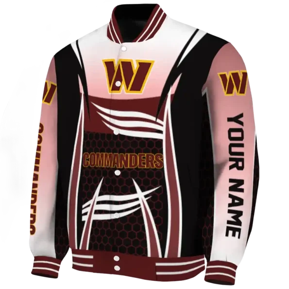 personalized washington commanders mesh effect burgundy black varsity jacket best selling