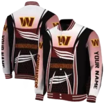 personalized washington commanders mesh effect burgundy black varsity jacket best selling