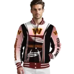 personalized washington commanders mesh effect burgundy black varsity jacket best selling