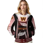 personalized washington commanders mesh effect burgundy black varsity jacket best selling