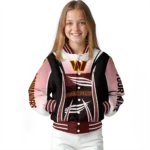 personalized washington commanders mesh effect burgundy black varsity jacket best selling