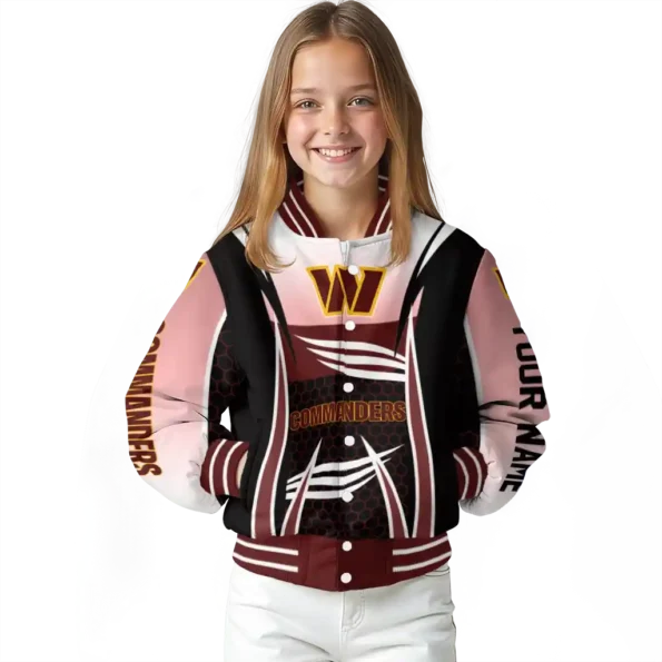 personalized washington commanders mesh effect burgundy black varsity jacket top rated