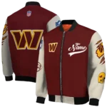 personalized washington commanders razorback outline burgundy nude bomber jacket best selling
