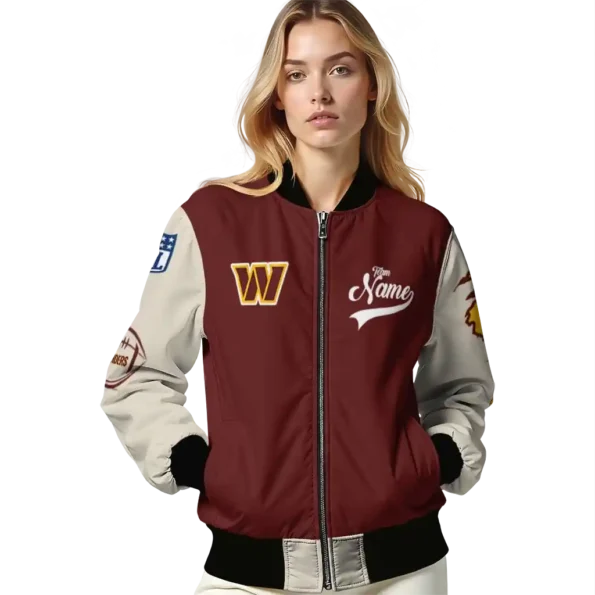 personalized washington commanders razorback outline burgundy nude bomber jacket latest model