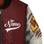 personalized washington commanders razorback outline burgundy nude bomber jacket best selling