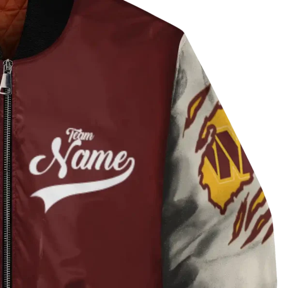 personalized washington commanders razorback outline burgundy nude bomber jacket premium grade