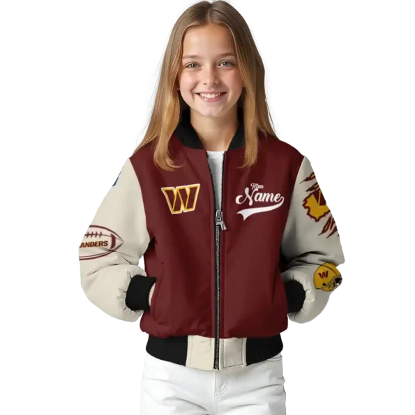 personalized washington commanders razorback outline burgundy nude bomber jacket top rated