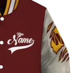 personalized washington commanders razorback outline burgundy nude varsity jacket best selling