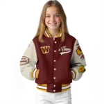 personalized washington commanders razorback outline burgundy nude varsity jacket best selling