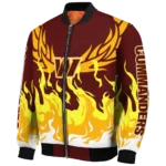 personalized washington commanders winged blaze burgundy white bomber jacket best selling