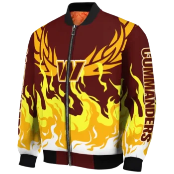 personalized washington commanders winged blaze burgundy white bomber jacket best selling
