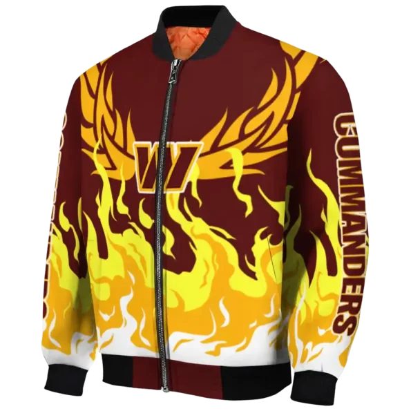 personalized washington commanders winged blaze burgundy white bomber jacket best selling