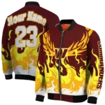 personalized washington commanders winged blaze burgundy white bomber jacket best selling