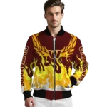 personalized washington commanders winged blaze burgundy white bomber jacket best selling