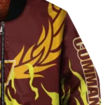personalized washington commanders winged blaze burgundy white bomber jacket best selling