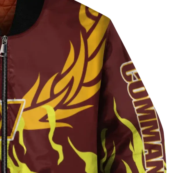 personalized washington commanders winged blaze burgundy white bomber jacket premium grade