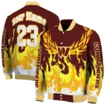 personalized washington commanders winged blaze burgundy white varsity jacket best selling